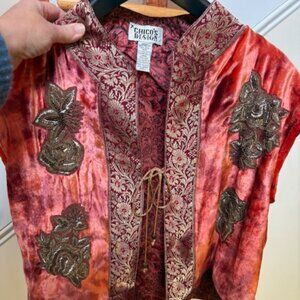 NWOT Chico's Silk Velvet Embroidered Brocade Sleeveless Vest Size 1 Medium